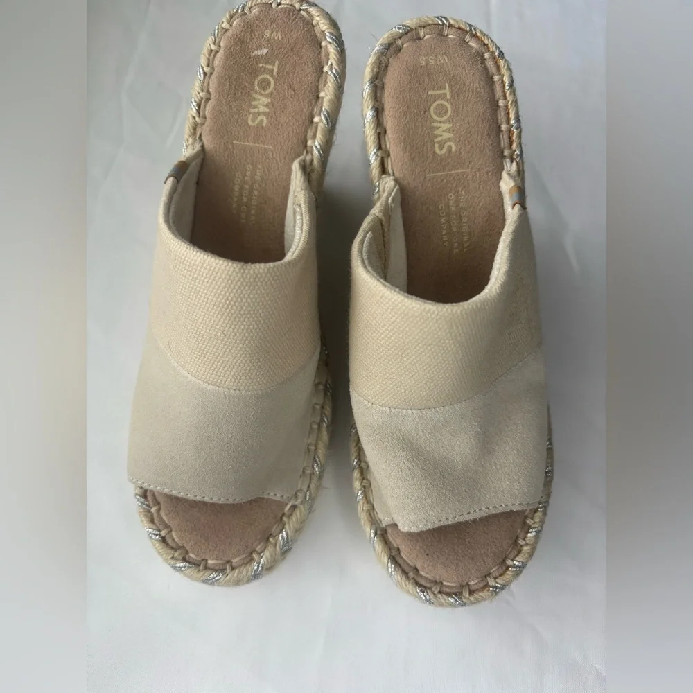 TOMS Women's Cream Espadrille Slides